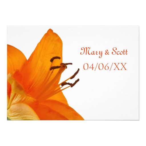 Orange Asiatic Lily Wedding RSVP card Personalized Announcement