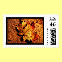 Orange Autumn Leaf Postage Stamp stamps
