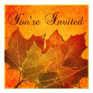 Orange Autumn Leaves Thanksgiving Announcements