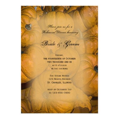 Orange Autumn Pumpkins Rehearsal Dinner Invitation