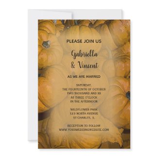 Orange Autumn Pumpkins Wedding Invitation invitation