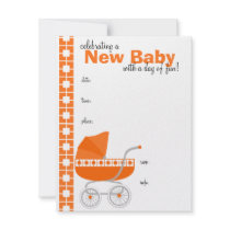 orange Baby Buggy Custom Invites