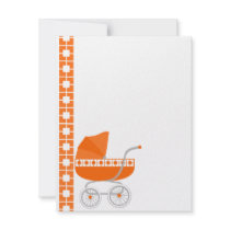 orange Baby Buggy Custom Invite