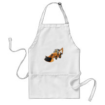 Orange Backhoe Cartoon Aprons