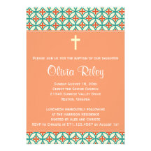 Orange Baptism/Christening Invite