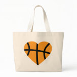 Orange Basketball Ball Heart Love Tote Bags