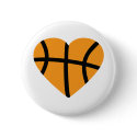 Orange Basketball Ball Heart Love buttons