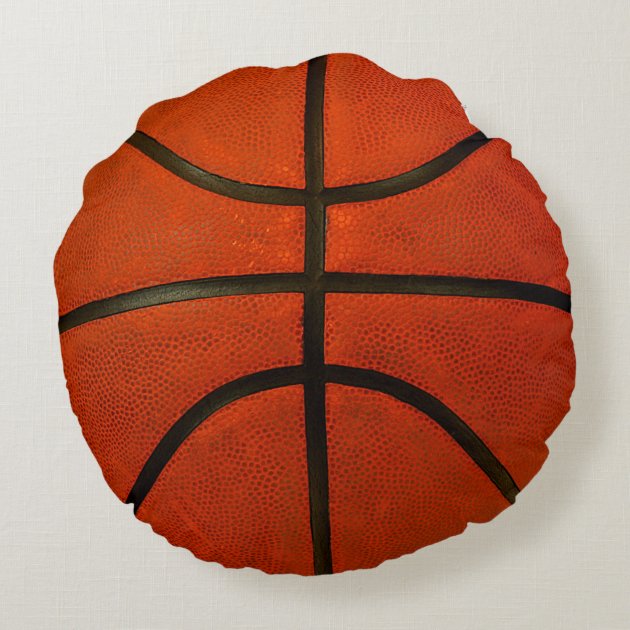 Orange Basketball Round Pillow