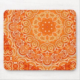 Orange Batik Watercolor Mandala mousepad