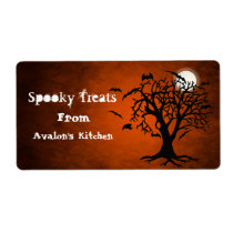 Orange Bats Halloween Treats Baking Label