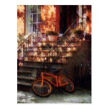 Orange Bicycle by Brownstone Post Card