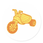 Orange Big Wheel Round Sticker