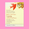Orange Bird Tree Circle of Love Wedding Invitation postcards