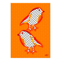 'orange birds' digital painting poster posters