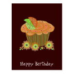 Orange Birthday Cupcake Postcard