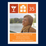 Orange Birthday Icon Grid Photo invitations
