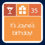 Orange Birthday Icon Grid Photo stickers