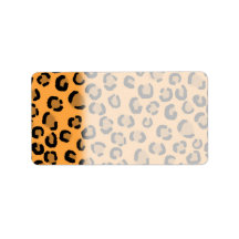 Orange, Black and Brown Leopard Print Pattern. Custom Address Labels