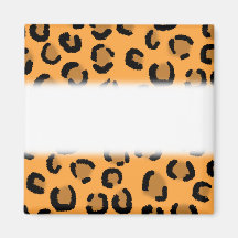 Orange, Black and Brown Leopard Print Pattern. Fridge Magnets