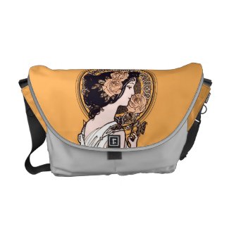 Orange, black and grey art nouveau messenger bag rickshawmessengerbag