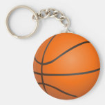 Orange Black Basketball Round Keychain