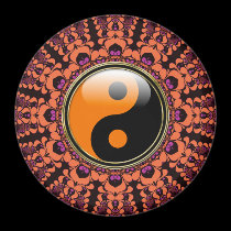 Orange+Black Batik Yin Yang Magnet magnets