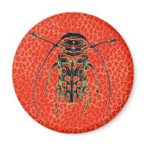 Orange & Black Beetle on Orange Leopard Magnet