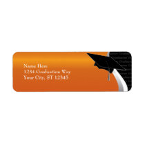 Orange & Black Graduation Address Label