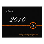 Orange & Black Monogram Photo Invitation
