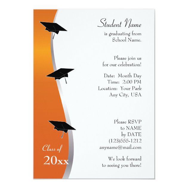 Orange & Black Music Graduation Invitation
