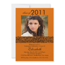 Orange & Black Photo Graduation Invitation