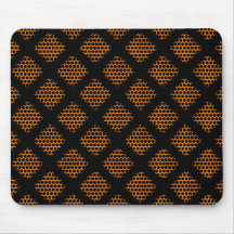 Orange, Black Retro Criss Cross Lines Dots Mouse Pad
