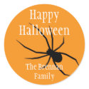 Orange black spider halloween custom gift tag sticker