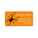 Orange black spider Halloween return address label