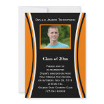 Orange, Black, White Photo Graduation Invitation