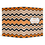 Orange, Black, White Wavy Striped Binder