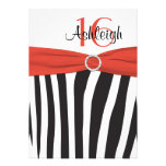 Orange, Black, White Zebra 16th Birthday Invite