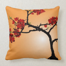 Orange Blooming Bonsai Pillow