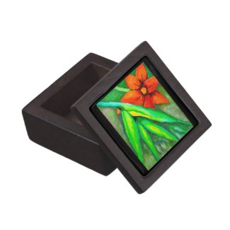 Orange blossom and green leaf giftbox premium keepsake box