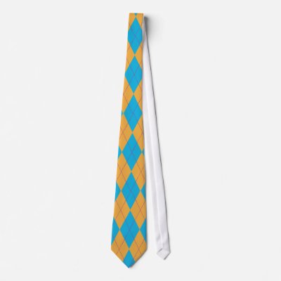 Orange Blue Argyle Tie by Hafapea