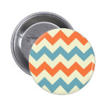 Orange blue chevron zigzag stripes zig zag pattern pin