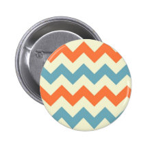 Orange blue chevron zigzag stripes zig zag pattern pin