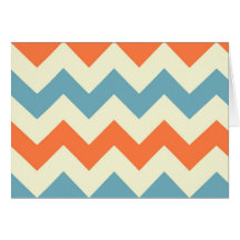 Orange blue chevron zigzag stripes zig zag pattern greeting cards