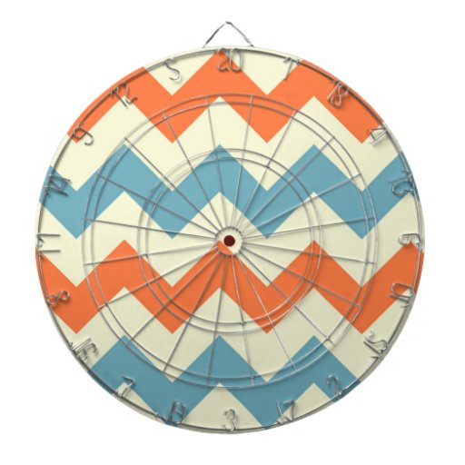 Orange blue chevron zigzag stripes zig zag pattern dart boards