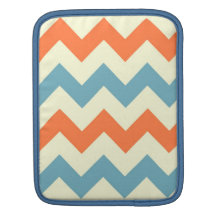 Orange blue chevron zigzag stripes zig zag pattern iPad sleeves