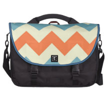 Orange blue chevron zigzag stripes zig zag pattern laptop commuter bag