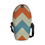 Orange blue chevron zigzag stripes zig zag pattern courier bags
