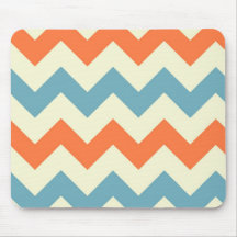 Orange blue chevron zigzag stripes zig zag pattern mousepads