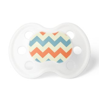 Orange blue chevron zigzag stripes zig zag pattern baby pacifier