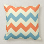 Orange blue chevron zigzag stripes zig zag pattern throw pillows